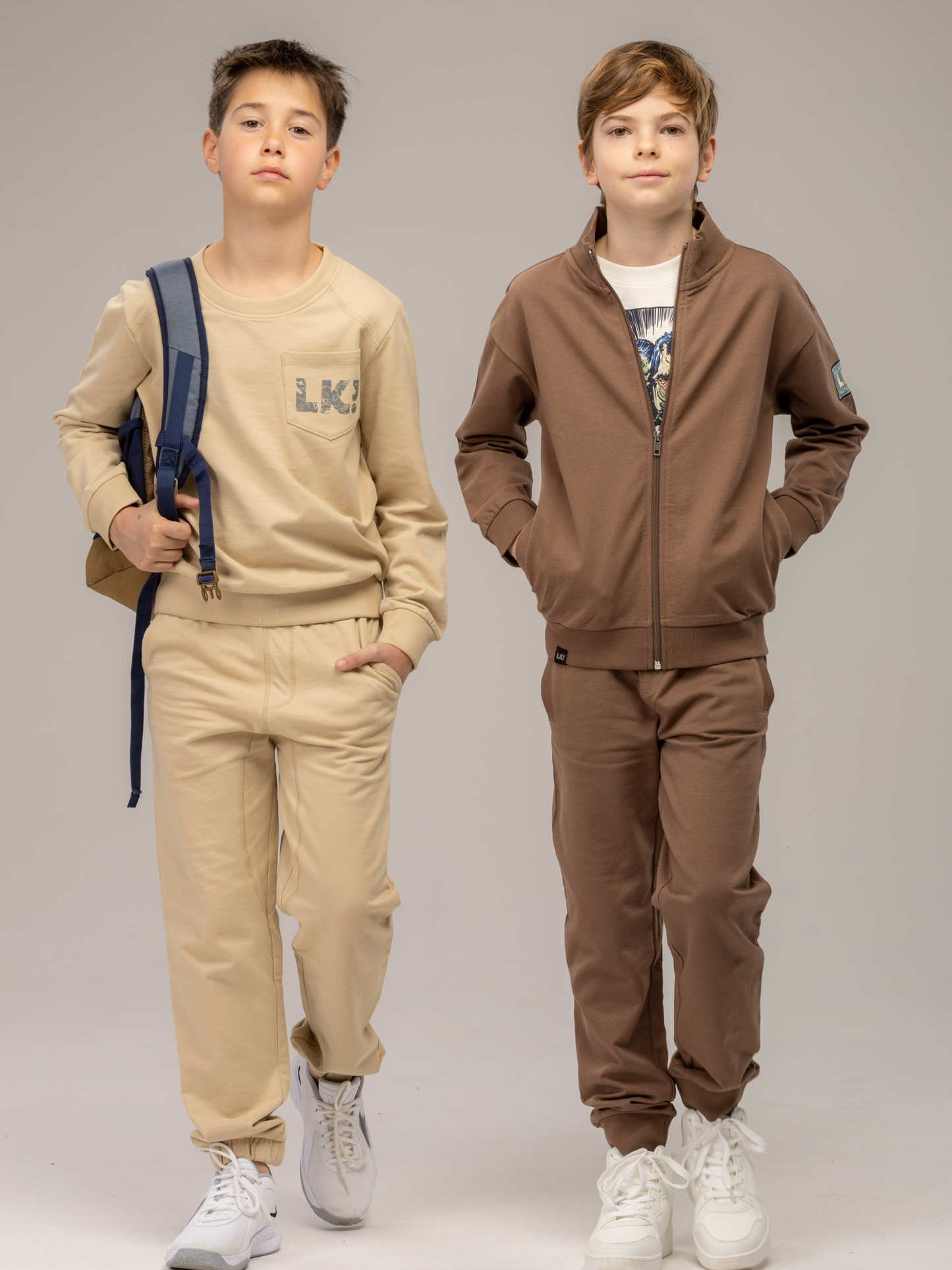 Shitake Brown | Fantovski pulover z zadrgo - Lucky Kiddo SI