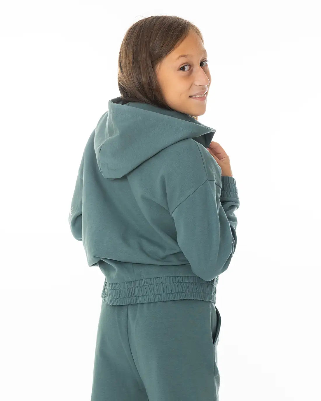 Dekliški pulover z zadrgo in kapuco Daisies - Lucky Kiddo SI