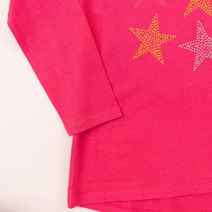 Dekliška tunika z dolgimi rokavi Pink Stars - Lucky Kiddo SI