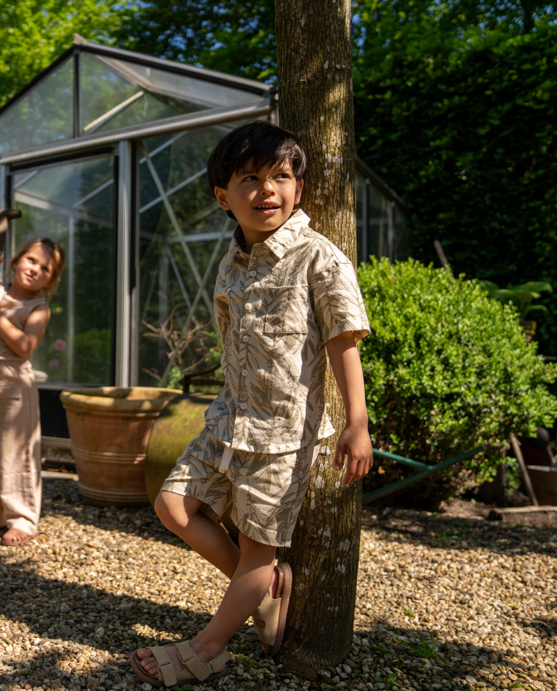 Beige Havana | Fantovska srajca s kratkimi rokavi - Lucky Kiddo SI