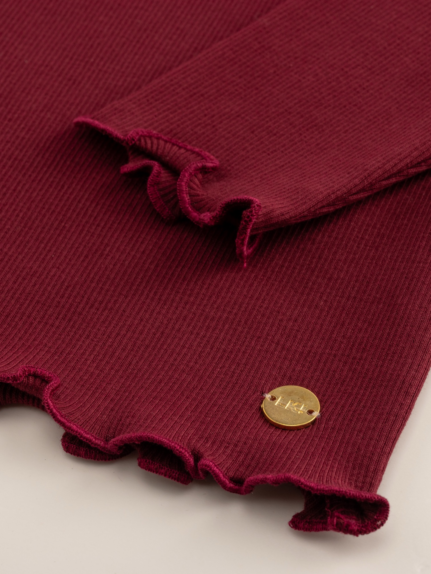 Berry Red | Dekliška majica z dolgimi rokavi in rebrasto strukturo