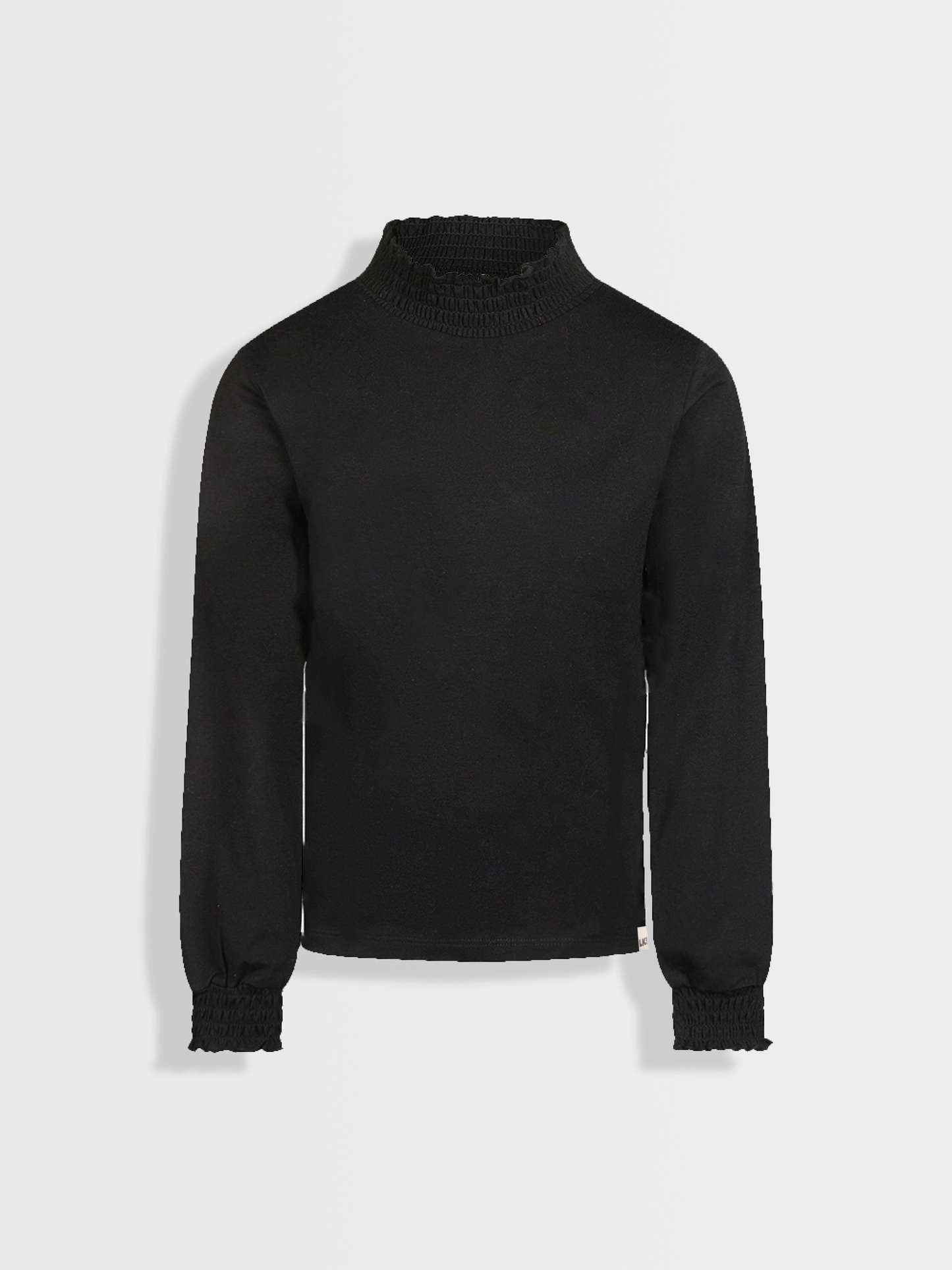 Elegant Black | Dekliška majica z dolgimi rokavi in višjim ovratnikom - Lucky Kiddo SI