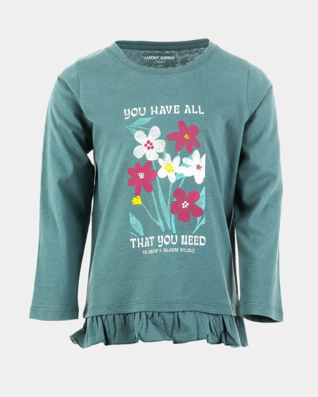 Dekliška dolga majica Bloom Green - Lucky Kiddo SI