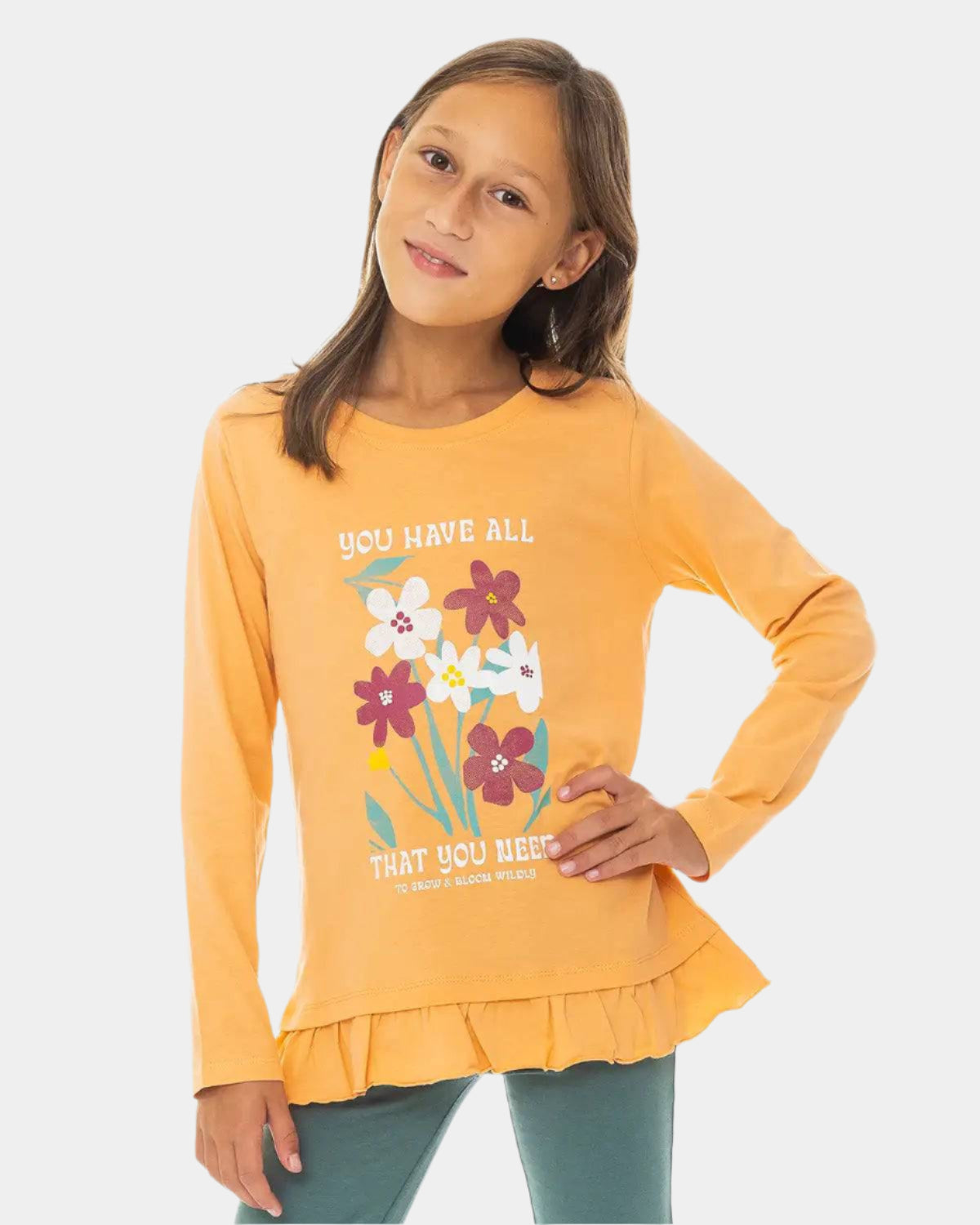 Dekliška dolga majica Bloom Orange - Lucky Kiddo SI