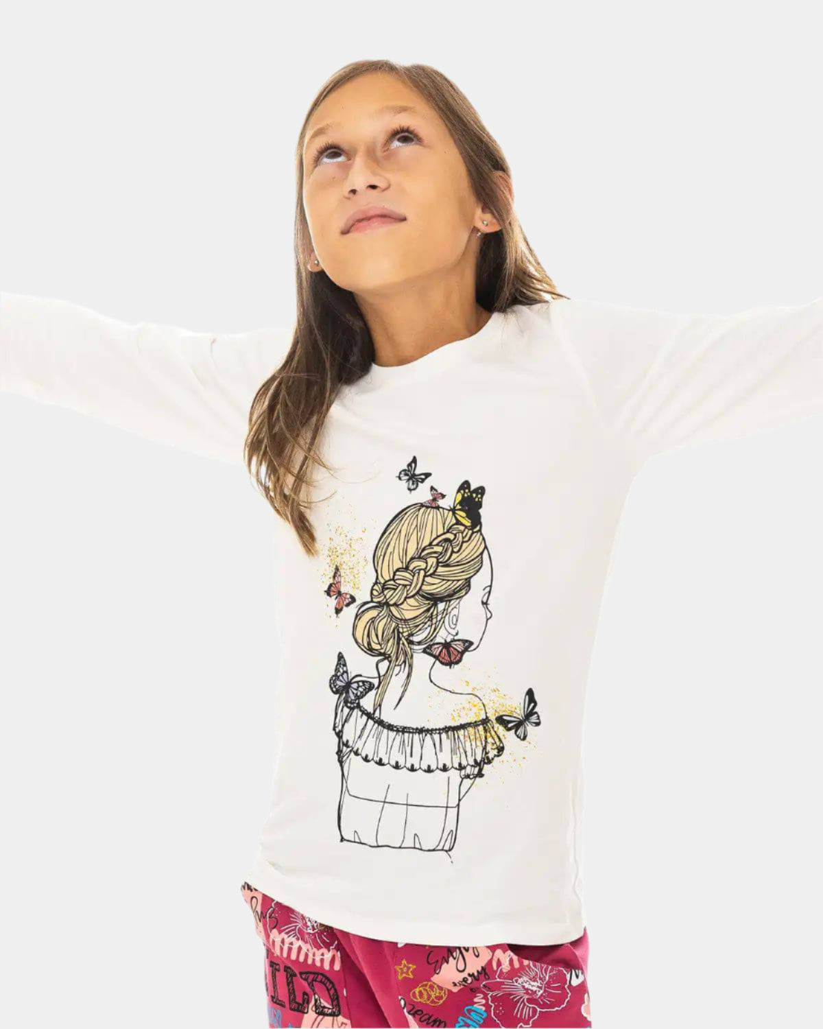 Dekliška dolga majica Butterfly Lady - Lucky Kiddo SI