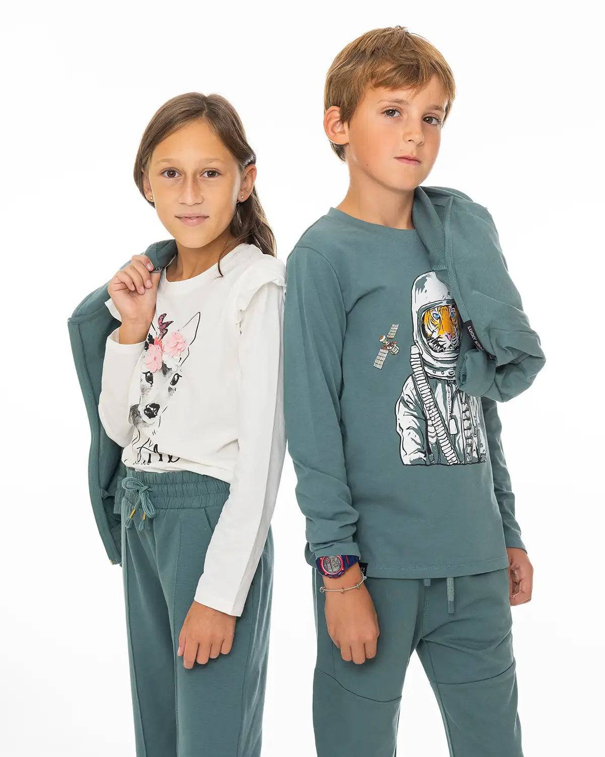 Fantovska dolga majica Space Tiger - Lucky Kiddo SI