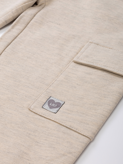 Beige Melange | Dekliška cargo trenirka - Lucky Kiddo SI 