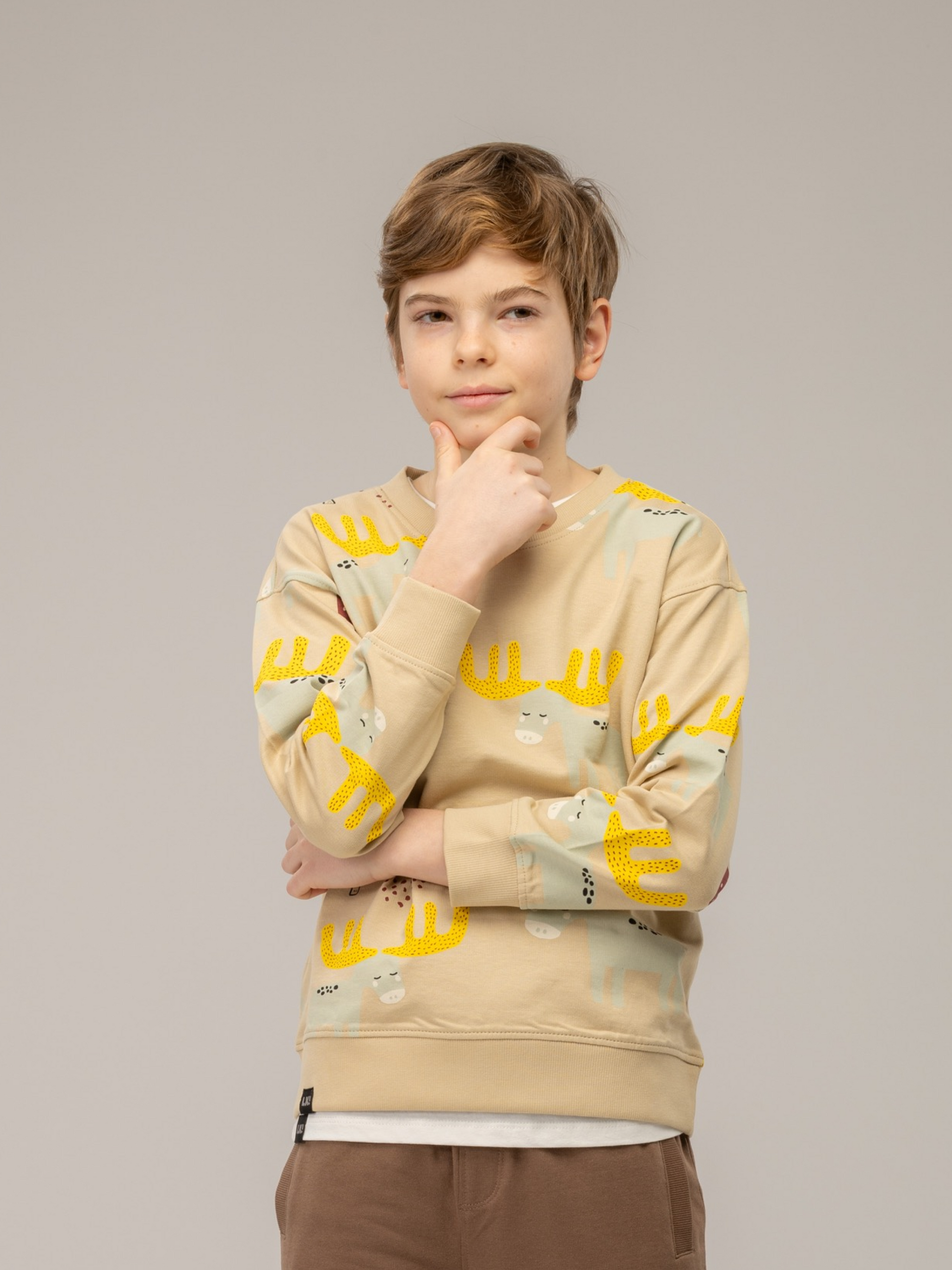 Beige Brown | Fantovski pulover - Lucky Kiddo SI 