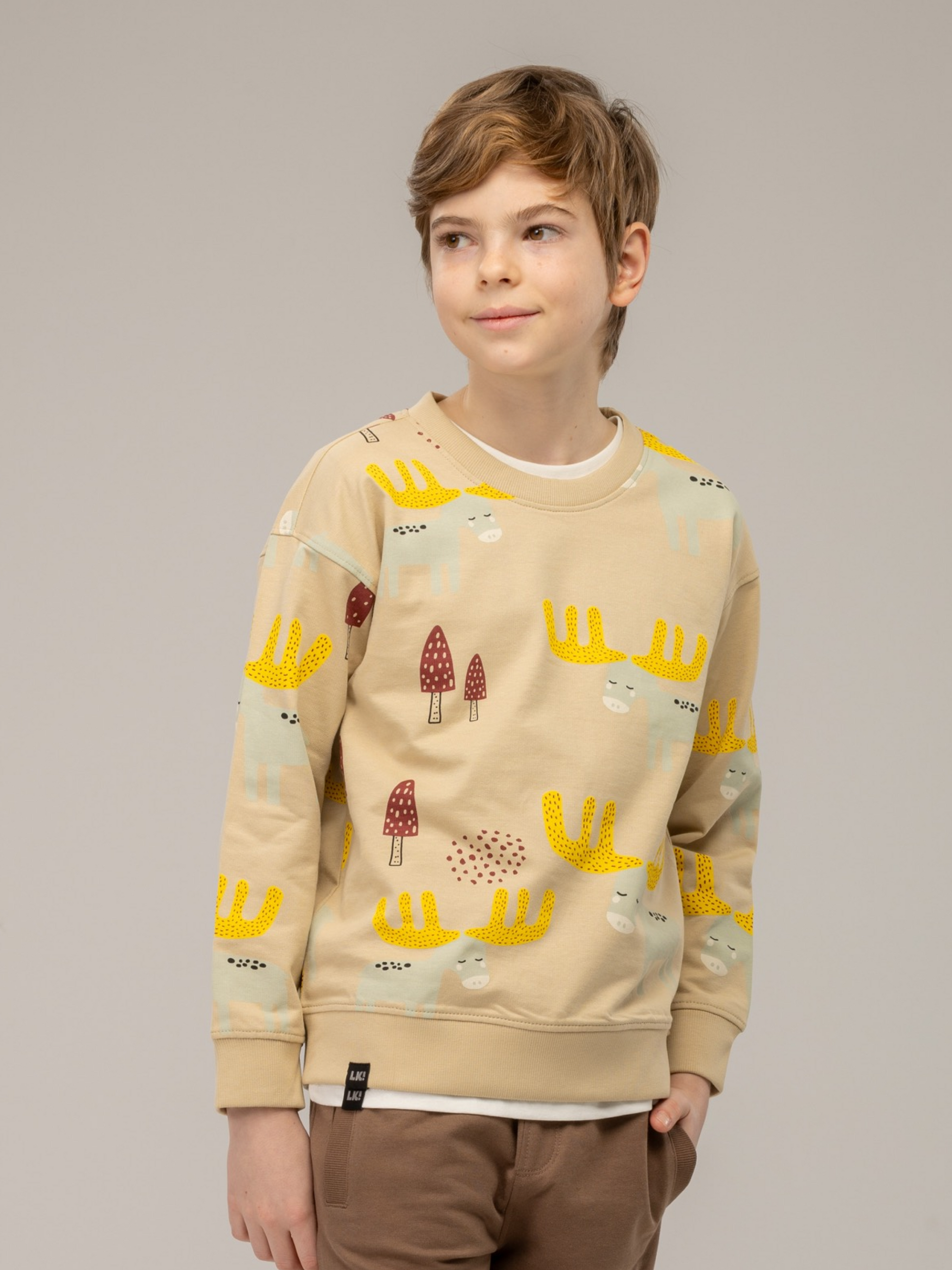 Beige Brown | Fantovski pulover - Lucky Kiddo SI 