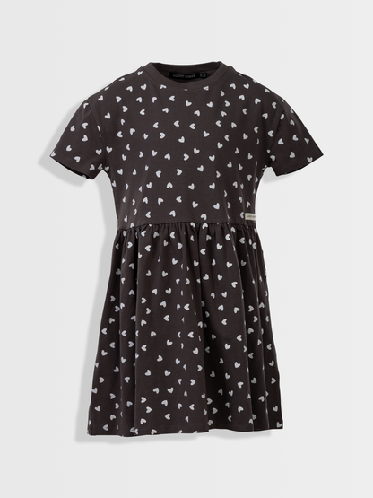 Paris Grey Hearts | Dekliška obleka s kratimi rokavi - Lucky Kiddo SI 