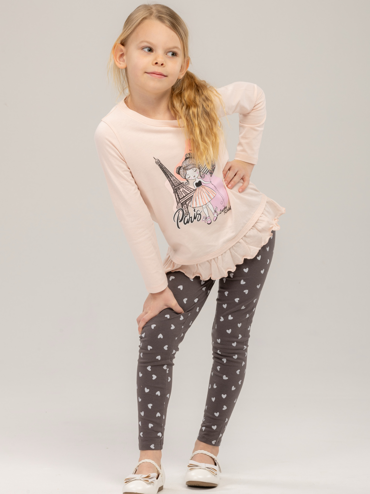 Paris Grey Hearts | Dekliške pajkice - Lucky Kiddo SI 