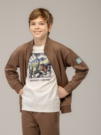 Star White T-Rex | Fantovska majica s kratkimi rokavi - Lucky Kiddo SI 
