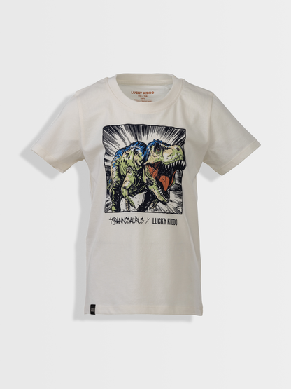 Star White T-Rex | Fantovska majica s kratkimi rokavi - Lucky Kiddo SI 