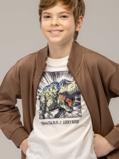 Star White T-Rex | Fantovska majica s kratkimi rokavi - Lucky Kiddo SI 