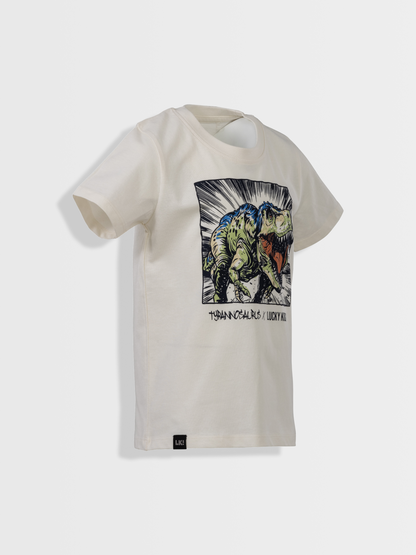 Star White T-Rex | Fantovska majica s kratkimi rokavi - Lucky Kiddo SI 