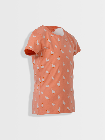Peach Ducks | Dekliška majica s kratkimi rokavi - Lucky Kiddo SI 