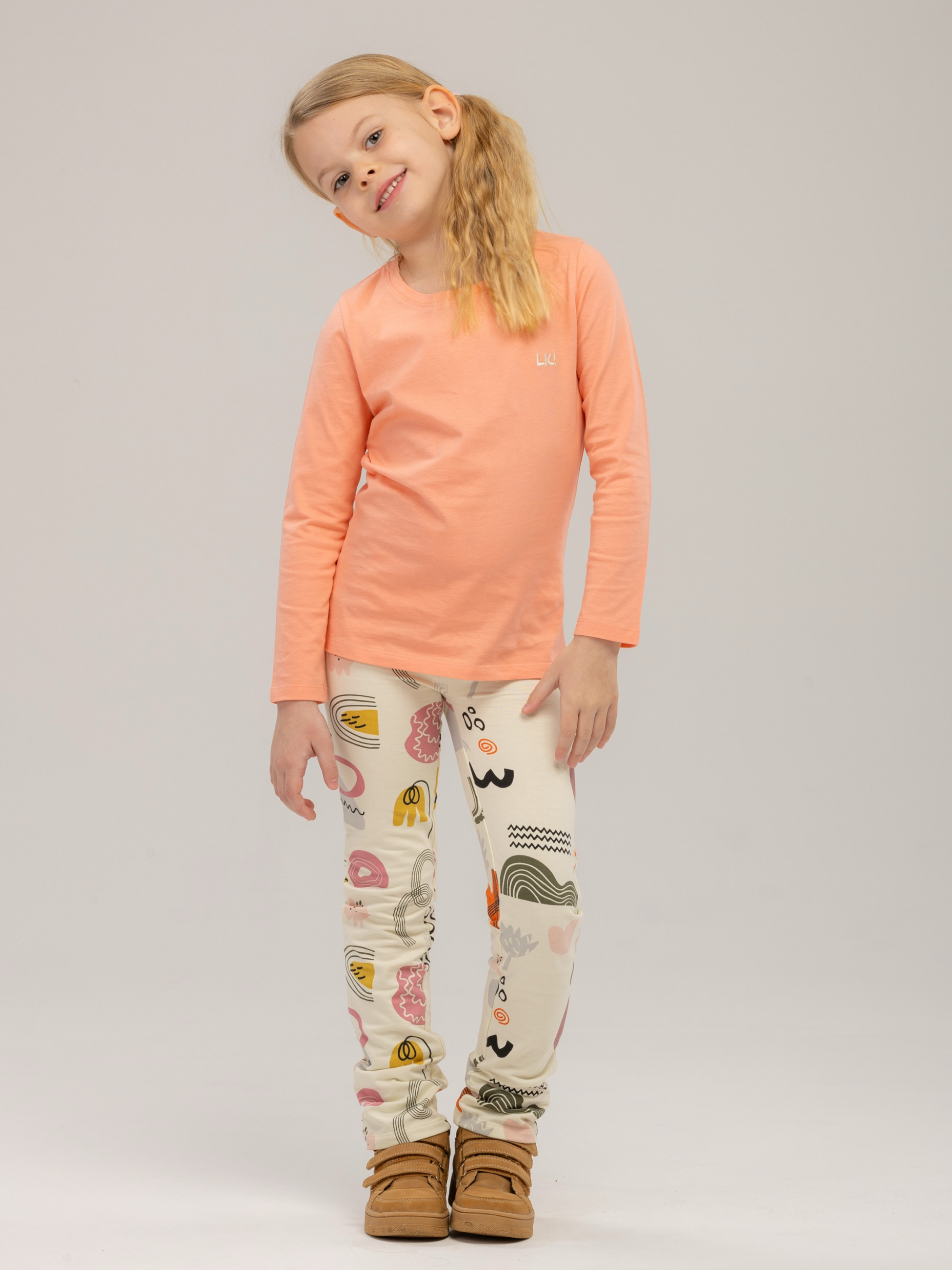Peach Amber | Dekliška majica z dolgimi rokavi - Lucky Kiddo SI 