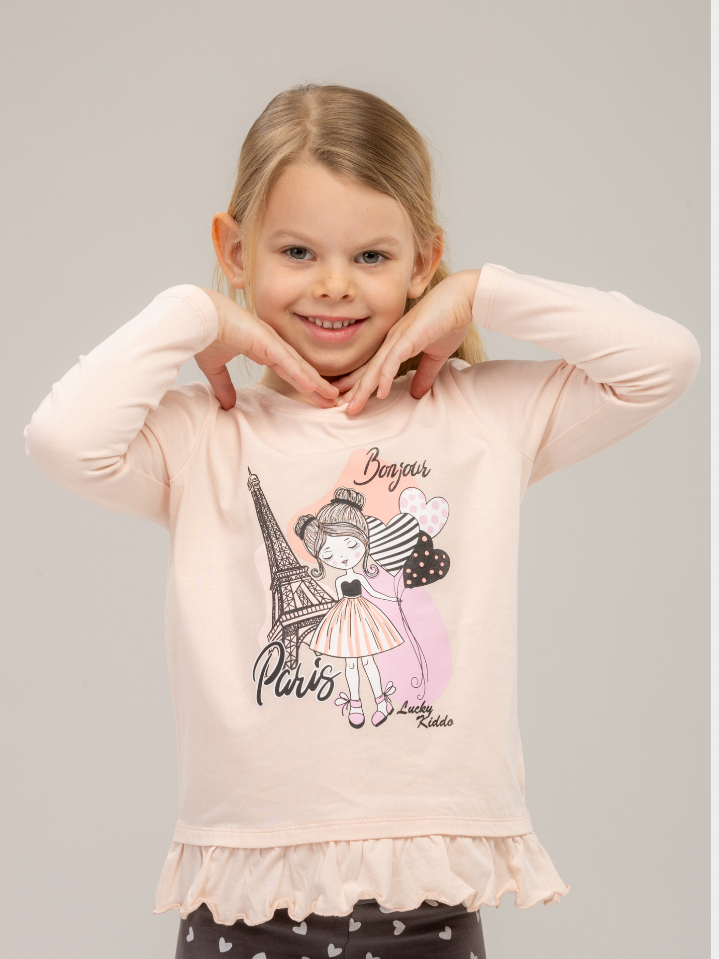 Bonjour Paris Pearl | Dekliška majica z dolgimi rokavi - Lucky Kiddo SI 