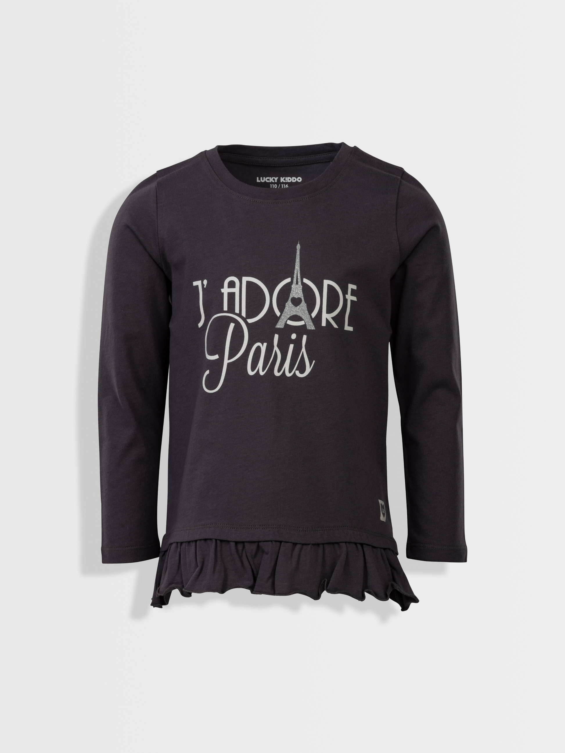 J’adore Paris Grey | Dekliška majica z dolgimi rokavi - Lucky Kiddo SI 