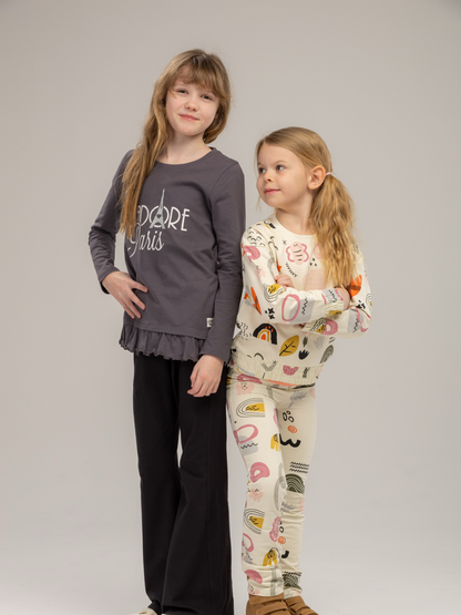 J’adore Paris Grey | Dekliška majica z dolgimi rokavi - Lucky Kiddo SI 