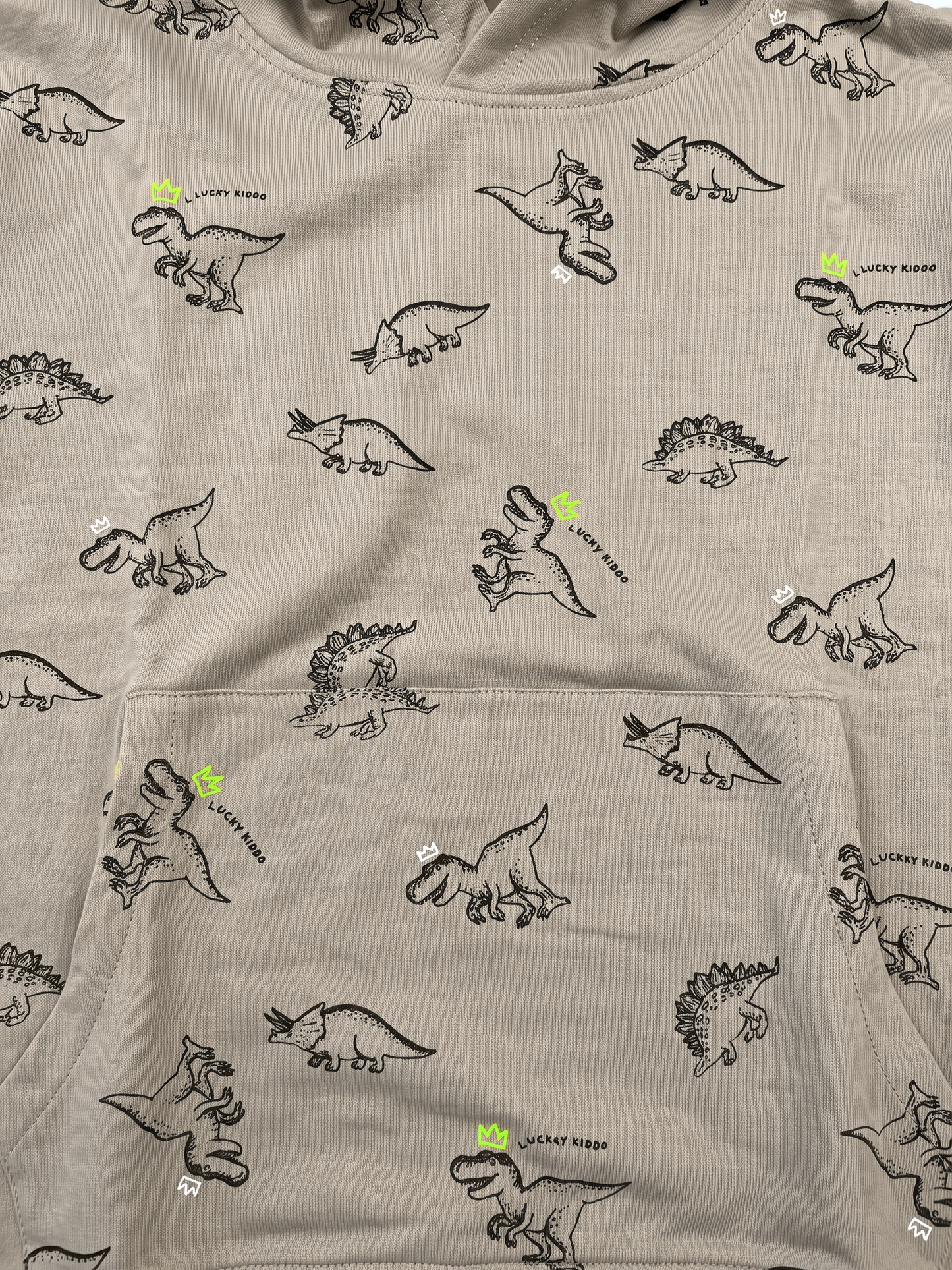 Beige Dinosaurs| Fantovski pulover s kapuco - klasičen kroj