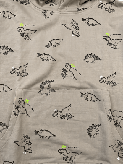 Beige Dinosaurs| Fantovski pulover s kapuco - klasičen kroj