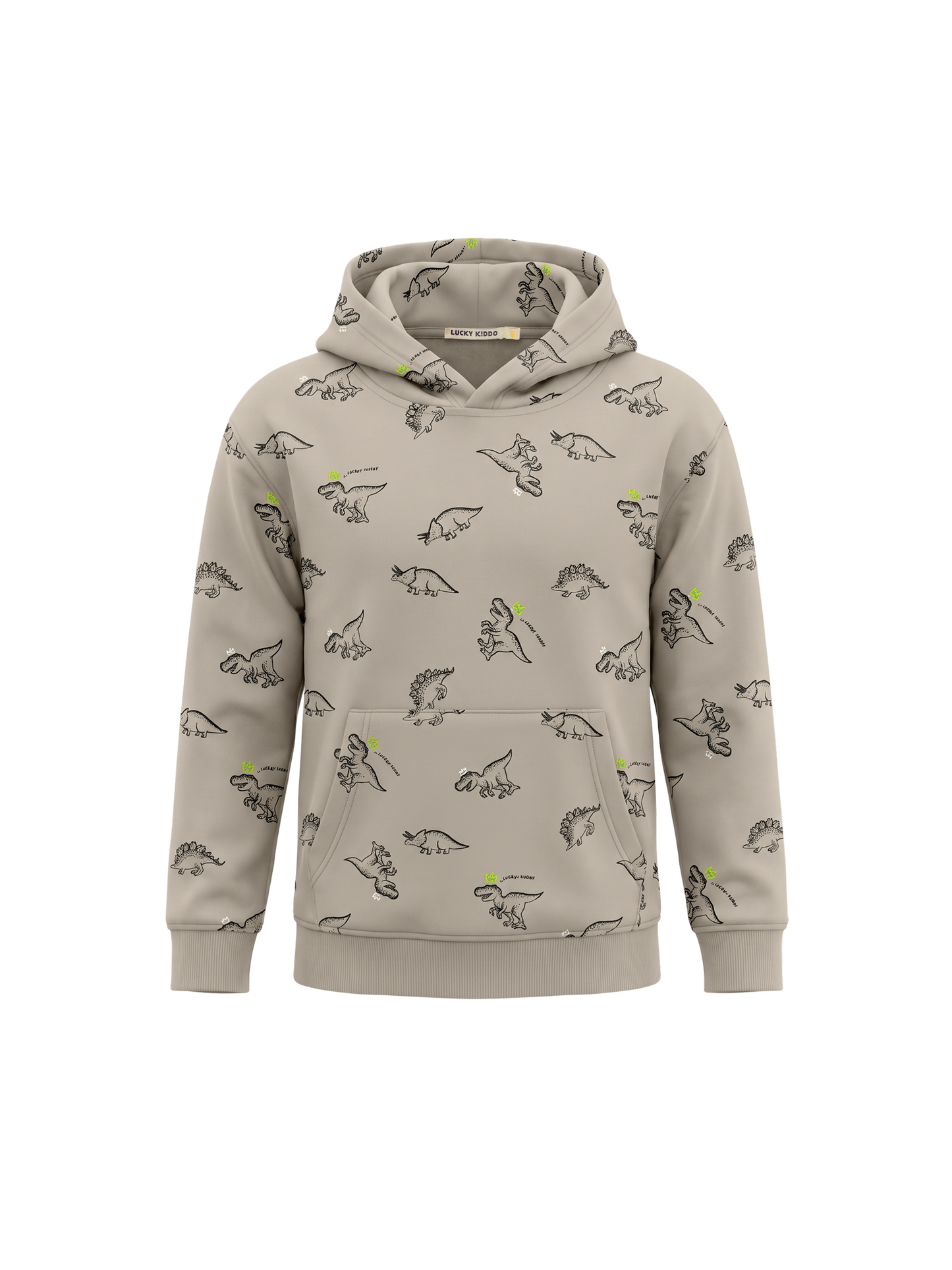 Beige Dinosaurs| Fantovski pulover s kapuco - klasičen kroj
