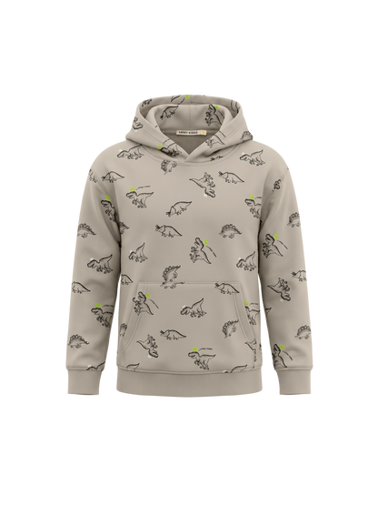 Beige Dinosaurs| Fantovski pulover s kapuco - klasičen kroj