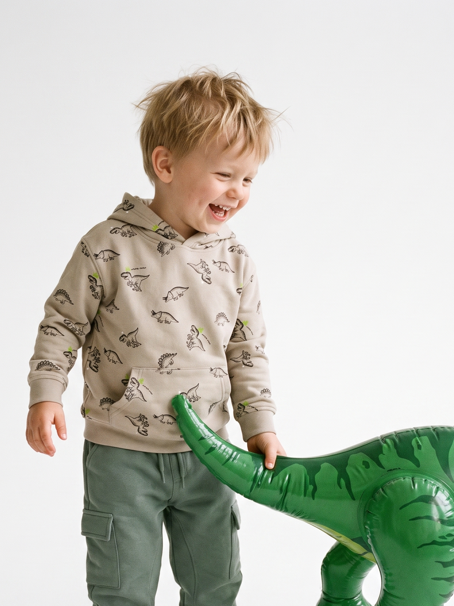 Beige Dinosaurs| Fantovski pulover s kapuco - klasičen kroj