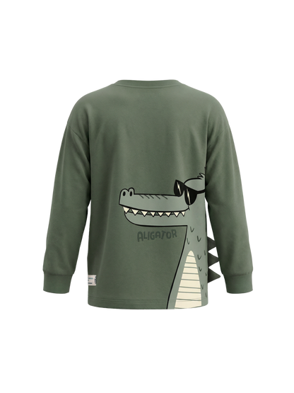 Sage Alligator | Fantovska majica z dolgimi rokavi - ohlapen kroj