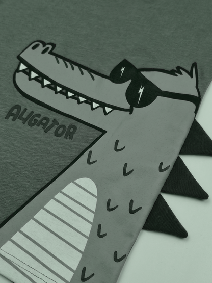 Sage Alligator | Fantovska majica z dolgimi rokavi - ohlapen kroj