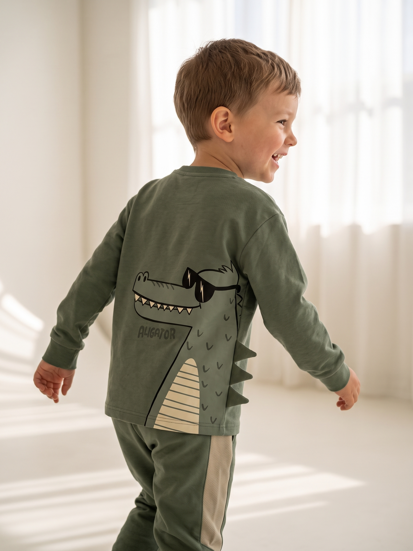 Sage Alligator | Fantovska majica z dolgimi rokavi - ohlapen kroj