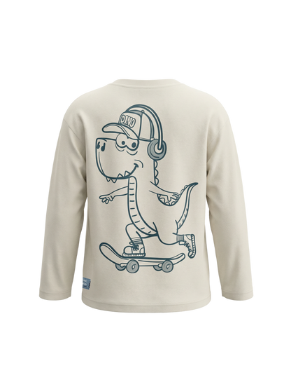 Cream Skater Dino | Fantovska majica z dolgimi rokavi - ohlapen kroj
