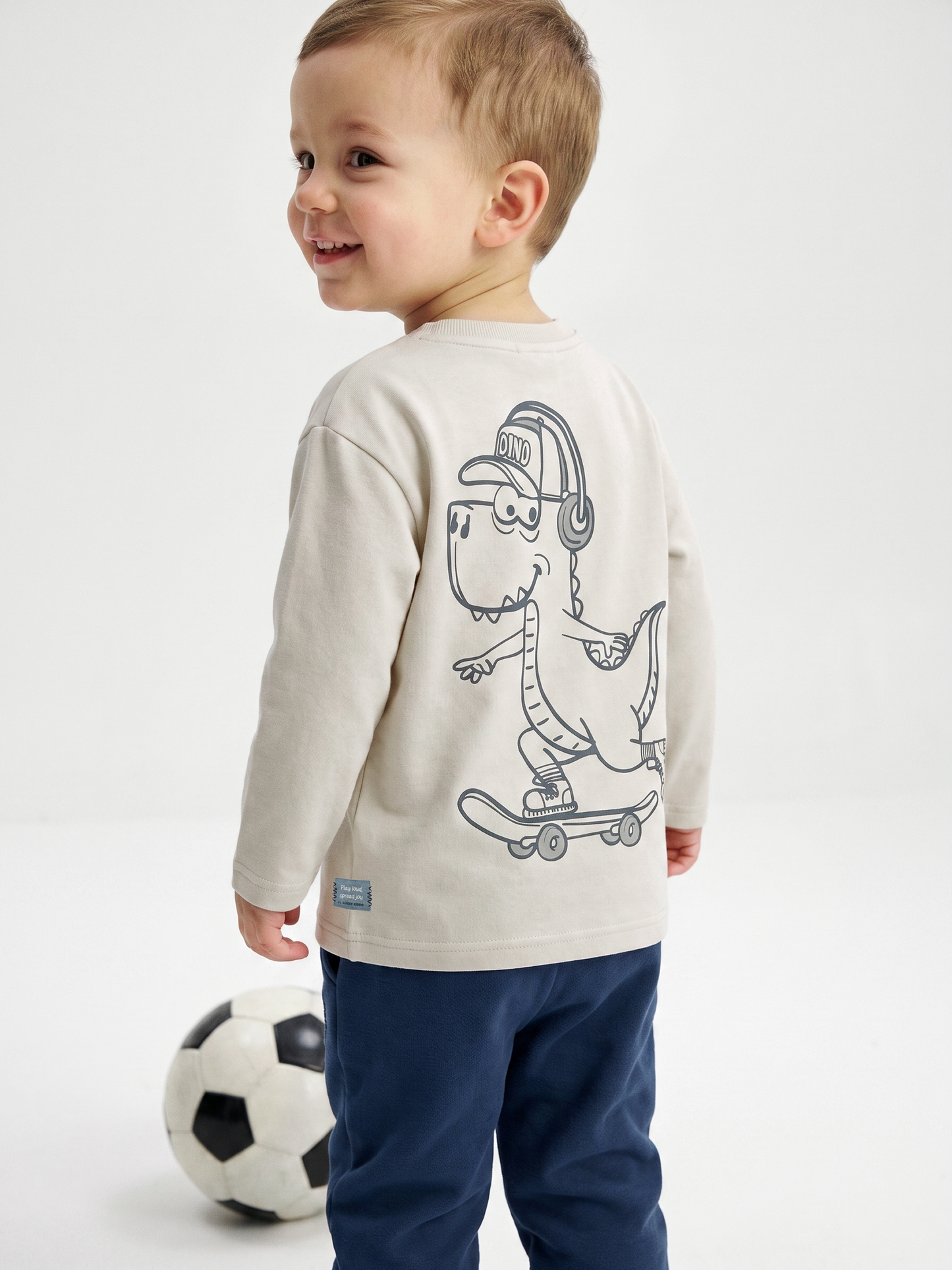 Cream Skater Dino | Fantovska majica z dolgimi rokavi - ohlapen kroj