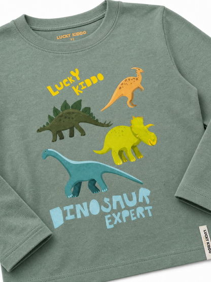 Green Dinosaur Expert | Fantovska majica z dolgimi rokavi - klasičen kroj