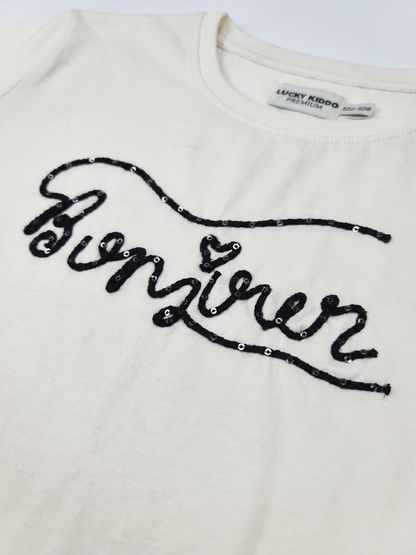 Sparkle Script | Dekliška majica s kratkimi rokavi - ohlapen kroj