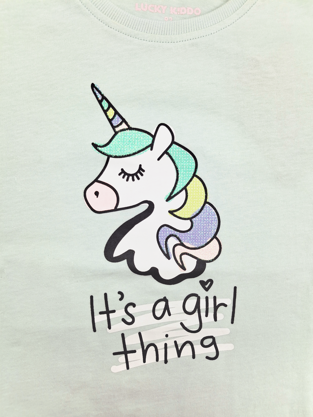 Mint Unicorn | Dekliška majica s kratkimi rokavi - ohlapen kroj