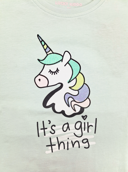Mint Unicorn | Dekliška majica s kratkimi rokavi - ohlapen kroj