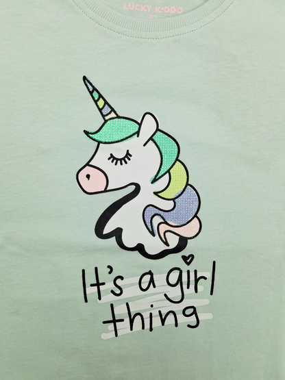 Mint Unicorn | Dekliška majica s kratkimi rokavi - ohlapen kroj