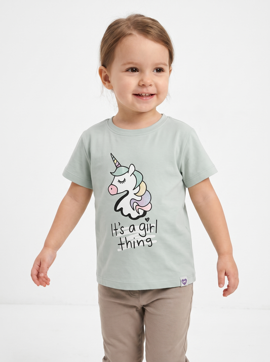 Mint Unicorn | Dekliška majica s kratkimi rokavi - ohlapen kroj