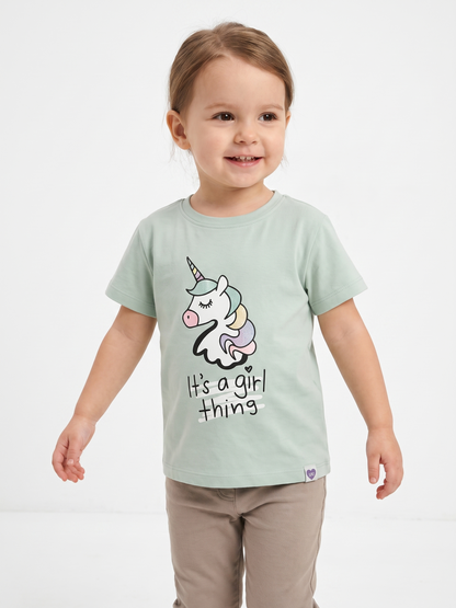 Mint Unicorn | Dekliška majica s kratkimi rokavi - ohlapen kroj