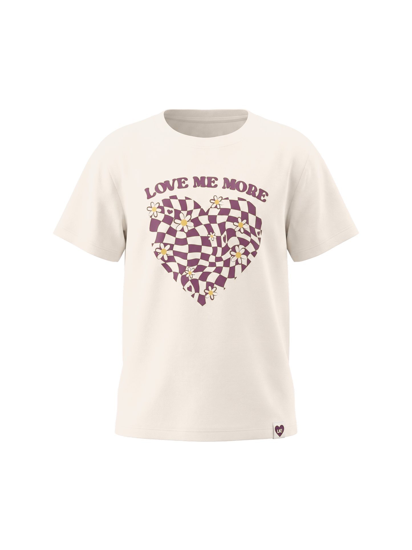 White Checker Heart | Dekliška majica s kratkimi rokavi - oversized kroj