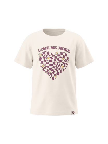 White Checker Heart | Dekliška majica s kratkimi rokavi - oversized kroj