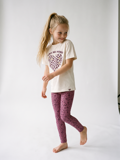 White Checker Heart | Dekliška majica s kratkimi rokavi - oversized kroj