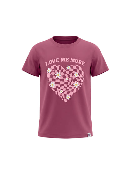 Raspberry Checker Heart | Dekliška majica s kratkimi rokavi - oversized kroj