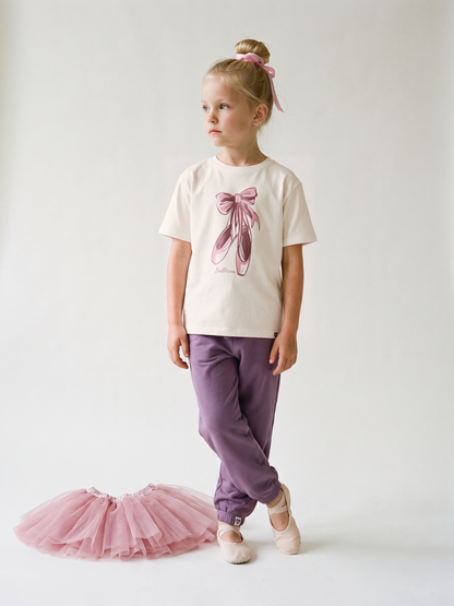 White Ballerina | Dekliška majica s kratkimi rokavi - ohlapen kroj