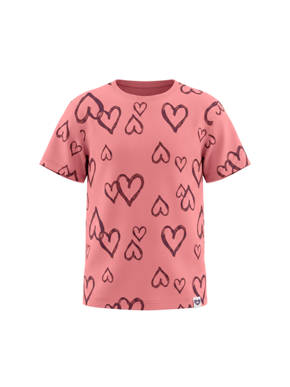 Peach Hearts | Dekliška majica s kratkimi rokavi - ohlapen kroj