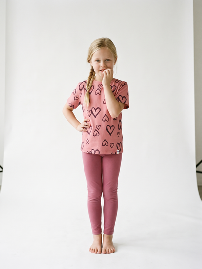Peach Hearts | Dekliška majica s kratkimi rokavi - ohlapen kroj