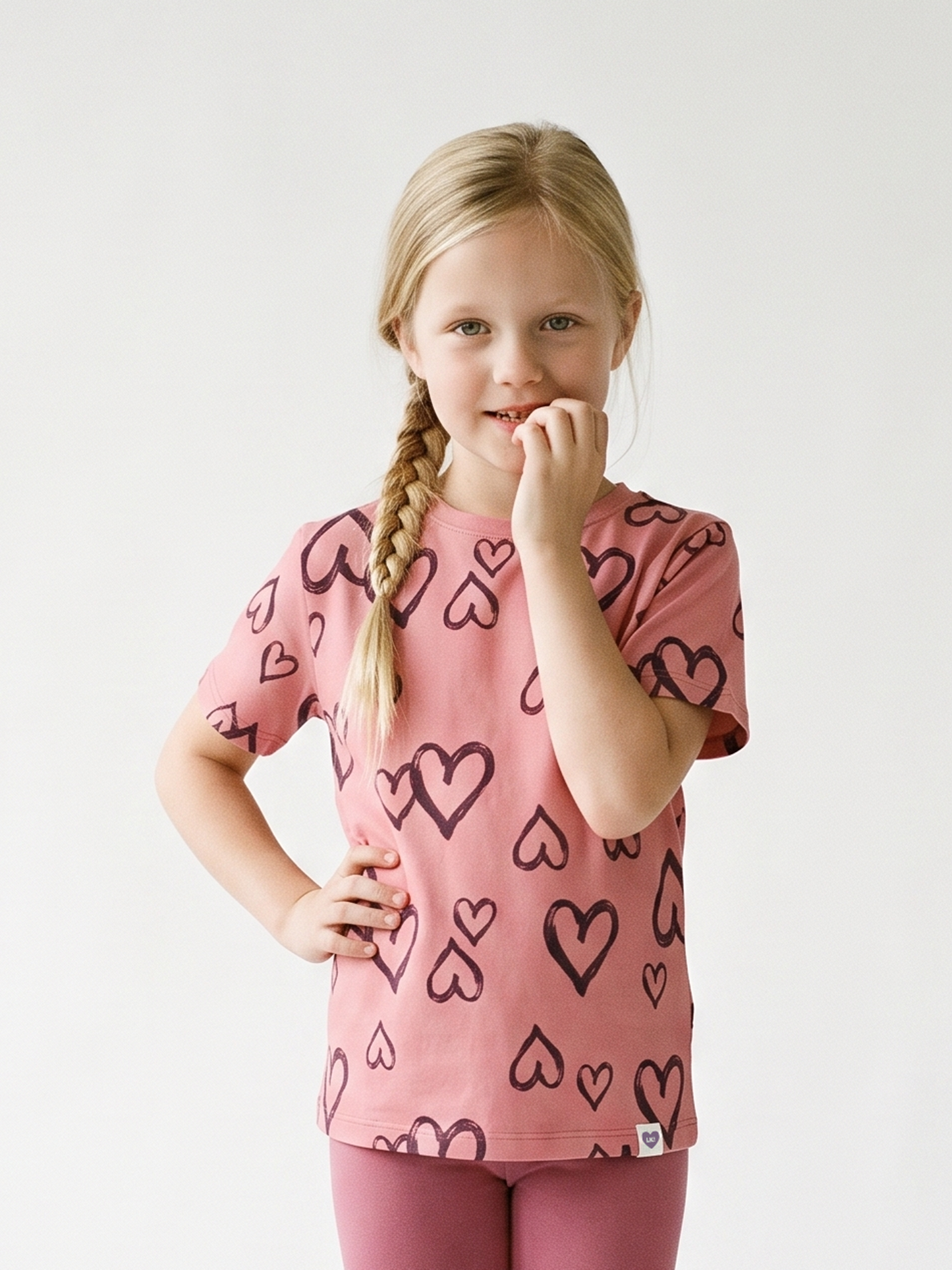 Peach Hearts | Dekliška majica s kratkimi rokavi - ohlapen kroj