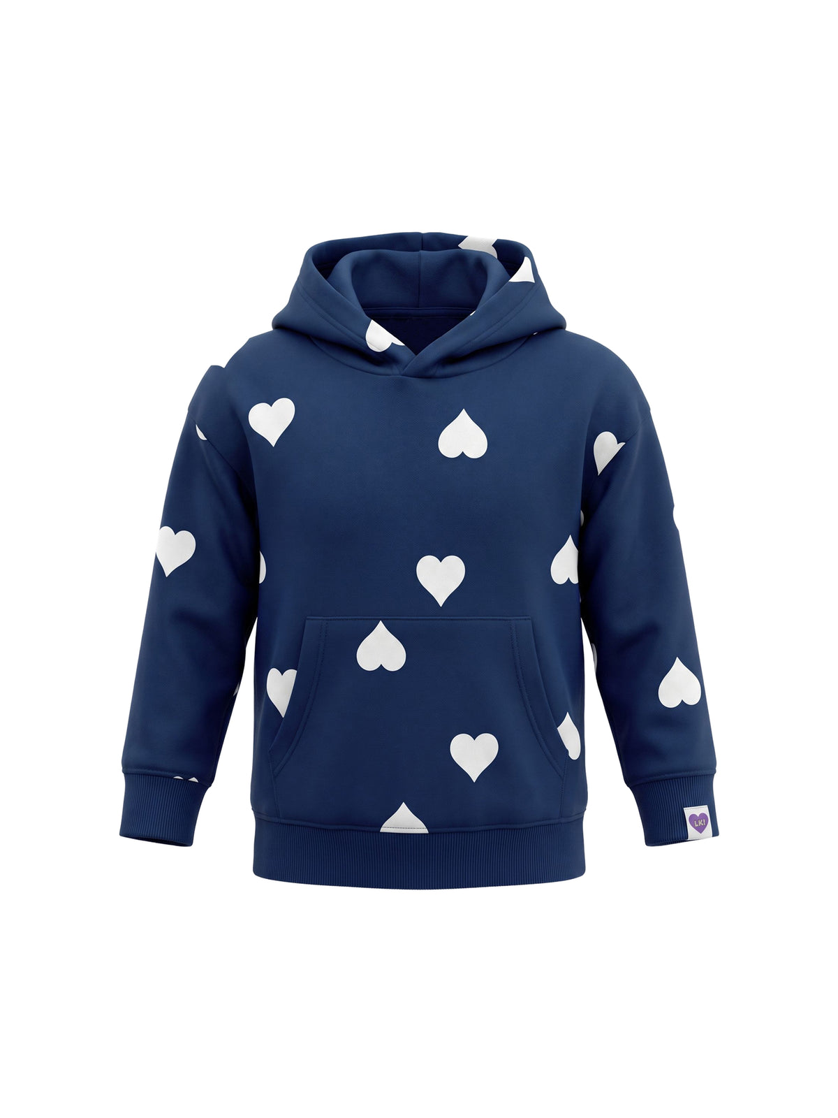 Storm Blue Hearts | Dekliški podložen pulover s kapuco - klasičen kroj